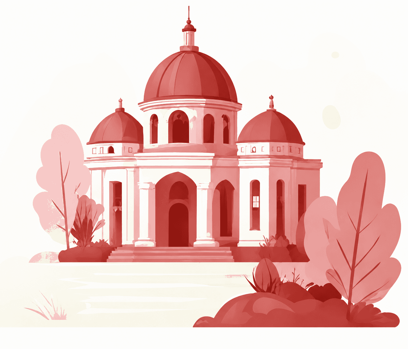 Illustration of a university landmark building